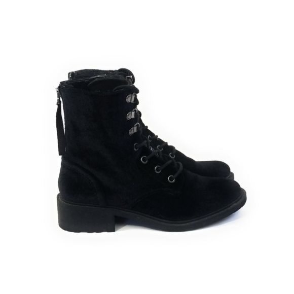 Circus By Sam Edelman Dawson 2 Velvet Biker Combat Boots in Black Size 6 - Picture 2 of 8
